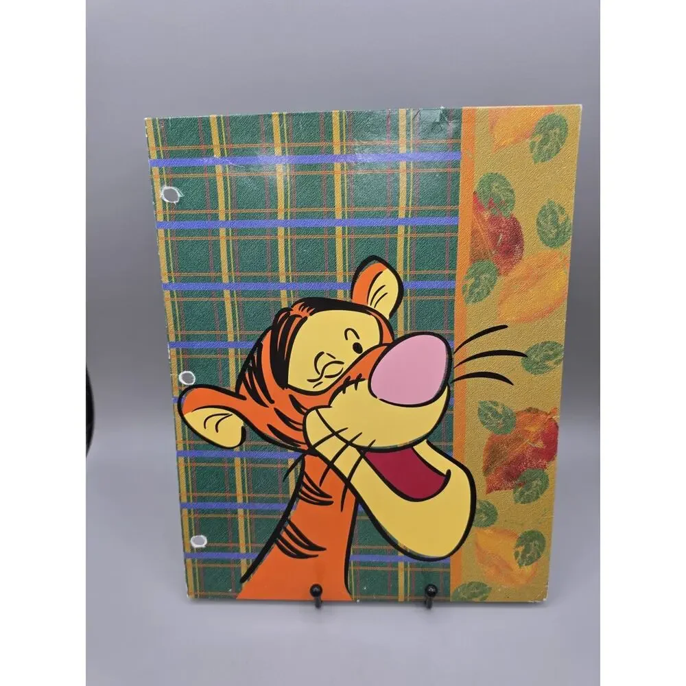 Vintage Tigger Winnie The Pooh Fall Leaves And Green Plaid Pocket Folder